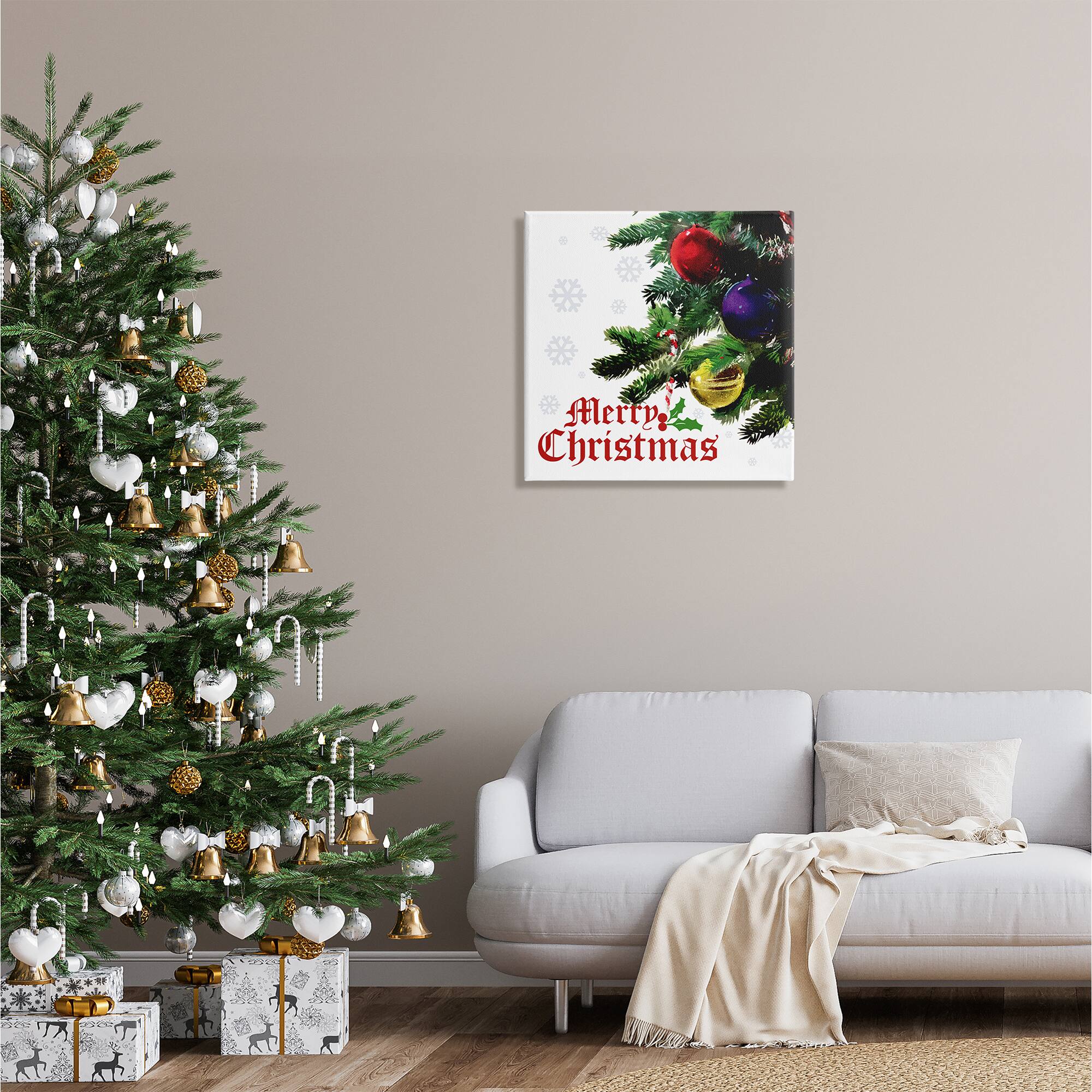Stupell Industries Merry Christmas Snowflake Pattern Canvas Wall Art